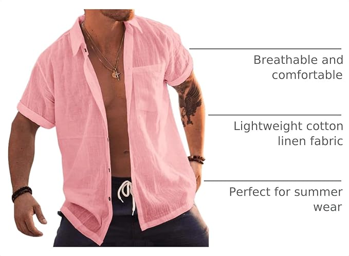 Bbalizko Men's Short Sleeve Button Up Beach Shirt