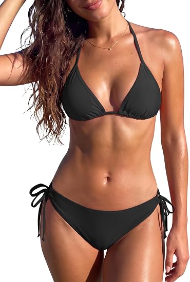 Women String Triangle Halter Bikini Set 2 Piece Swimsuit
