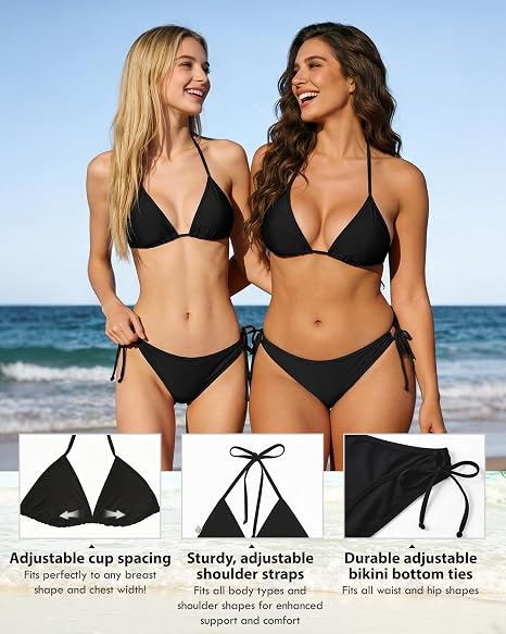 Women String Triangle Halter Bikini Set 2 Piece Swimsuit