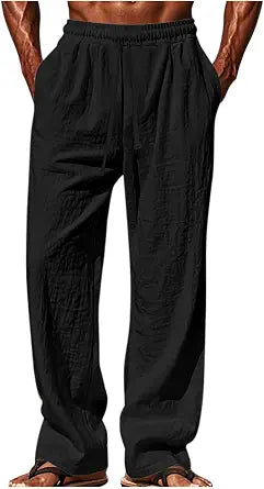 Men's Summer Beach Pants Loose Fit Cotton Linen