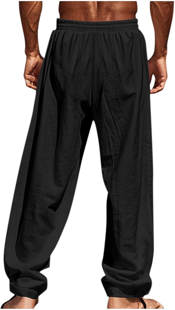 Men's Summer Beach Pants Loose Fit Cotton Linen