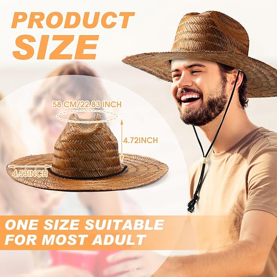3 Pcs Men's Classic Straw Hat Summer Sun Beach Hat