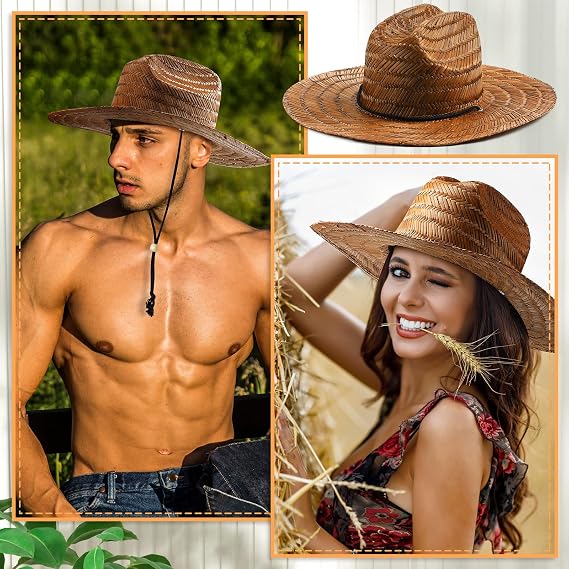 3 Pcs Men's Classic Straw Hat Summer Sun Beach Hat