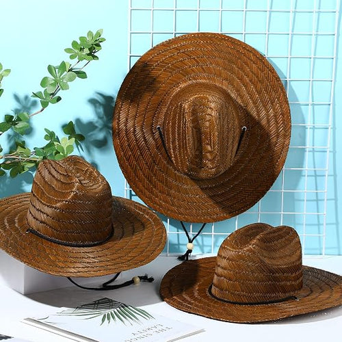3 Pcs Men's Classic Straw Hat Summer Sun Beach Hat
