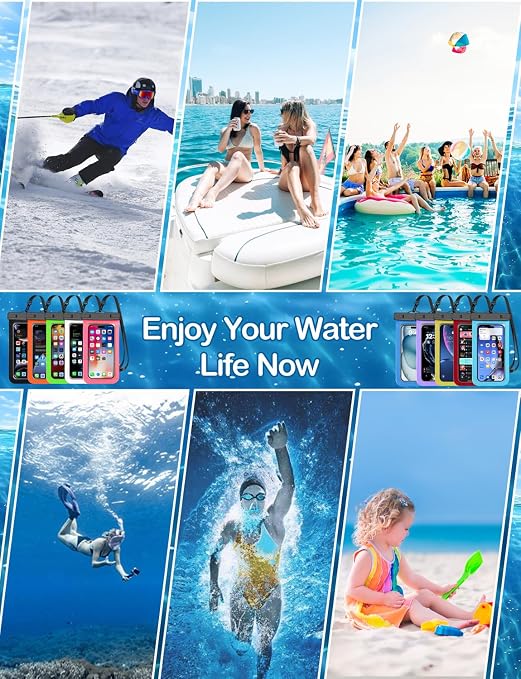 Waterproof Phone Pouch, 2 Pack Black White