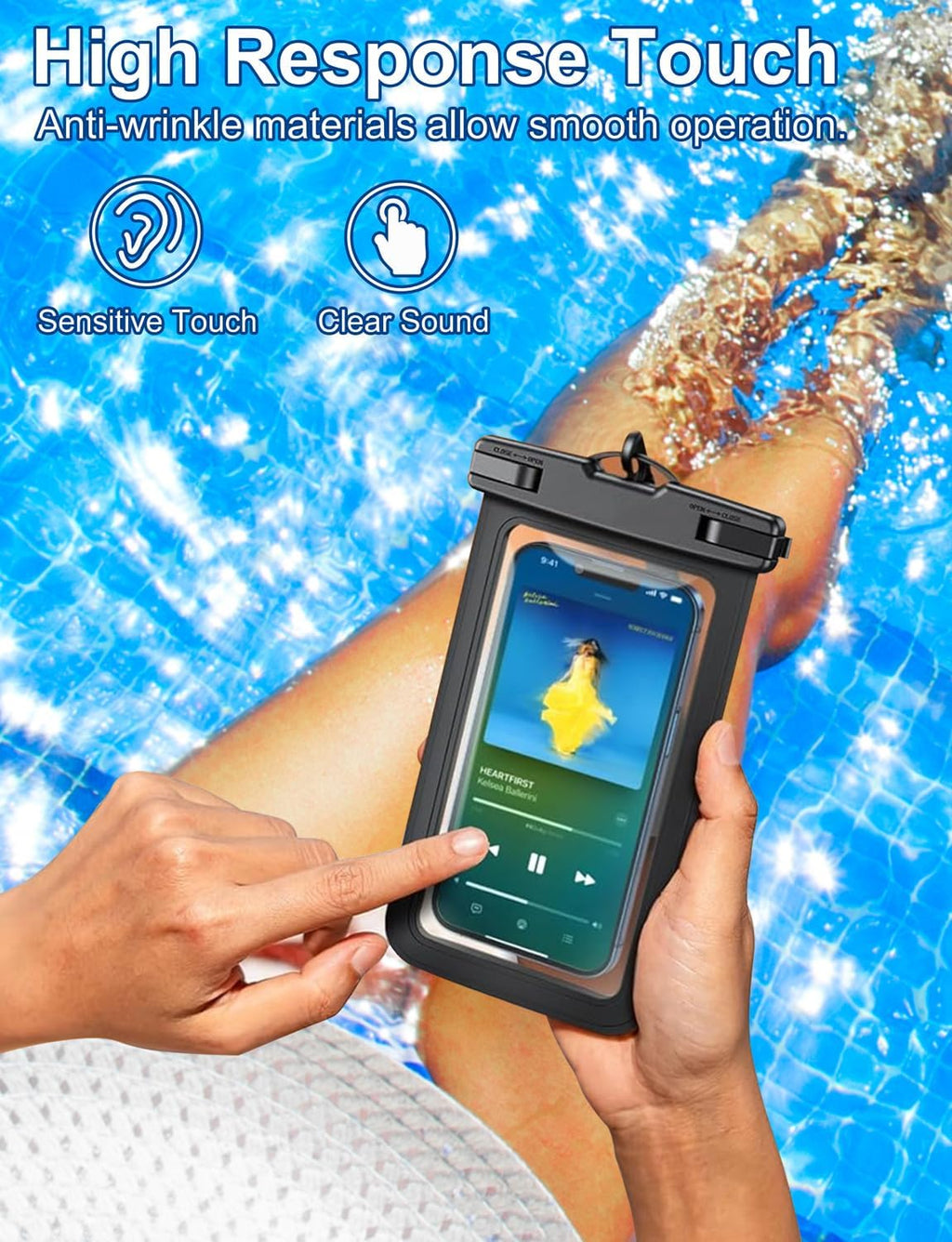 Waterproof Phone Pouch, 2 Pack Black White