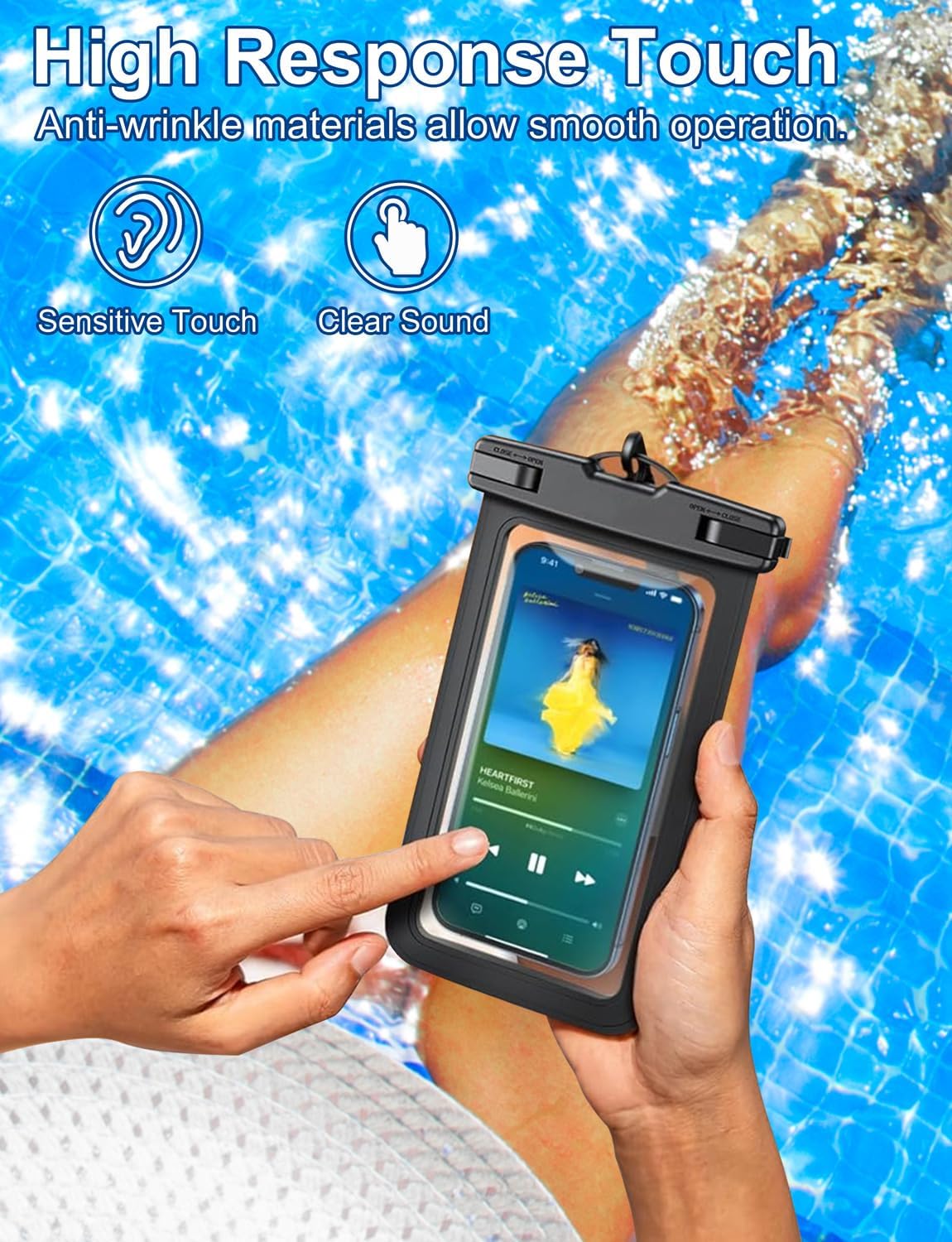 Waterproof Phone Pouch, 2 Pack Black White